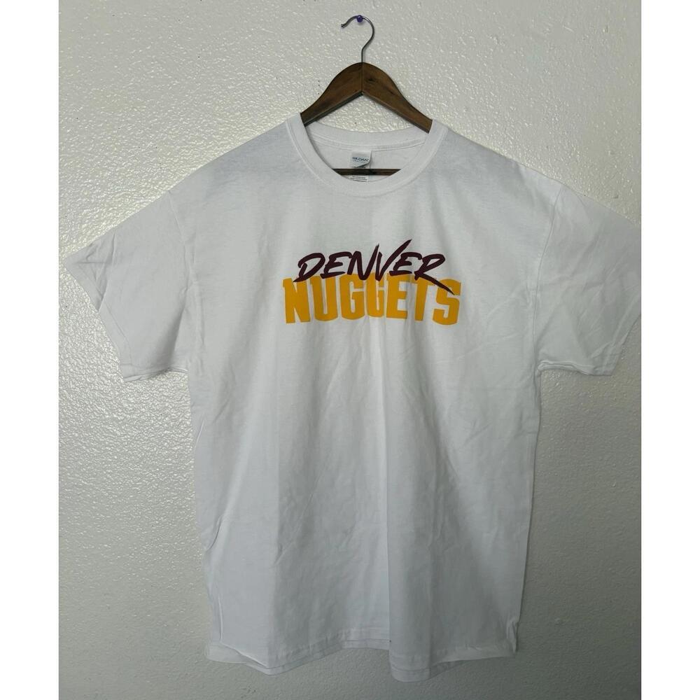 Denver Nuggets Gildan Heavy Cotton White Gold Red Short Sleeve Shirt Sz Xl